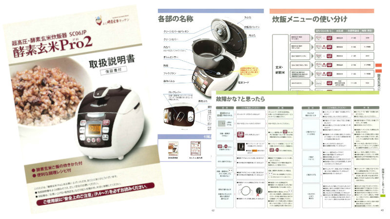 酵素玄米炊飯器 酵素玄米Pro2 取扱説明書ダウンロードページ | たまな商店