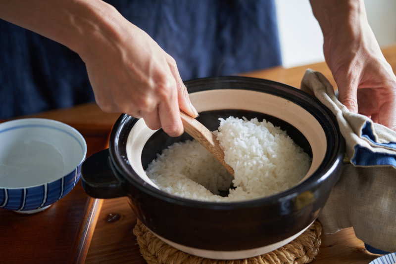 土鍋でご飯を炊く